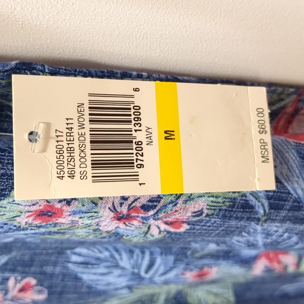 NWT IZOD SALTWATER Men's M Tropical Blue Short Sleeve Shirt - Picture 11 of 14